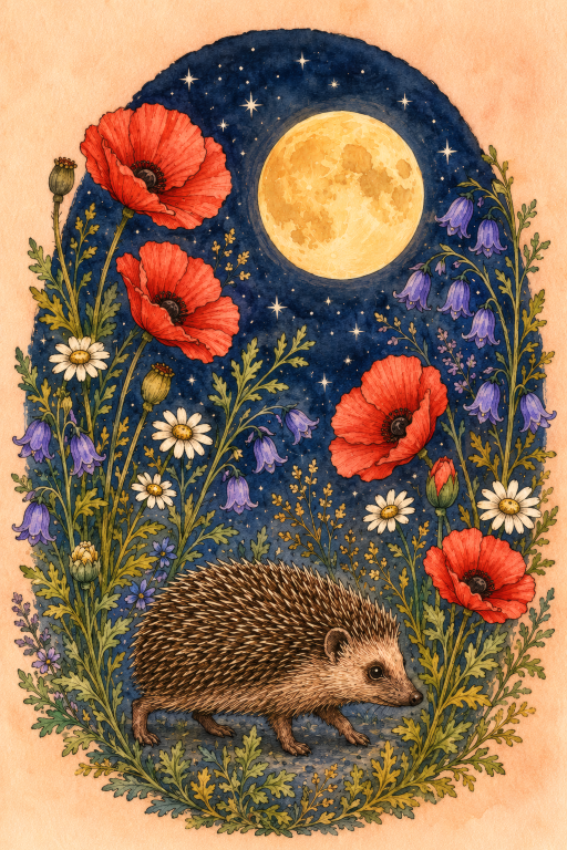 Hedgehog Poppies Moon