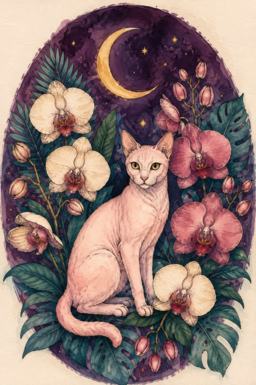 Sphynx Cat Orchid Moon