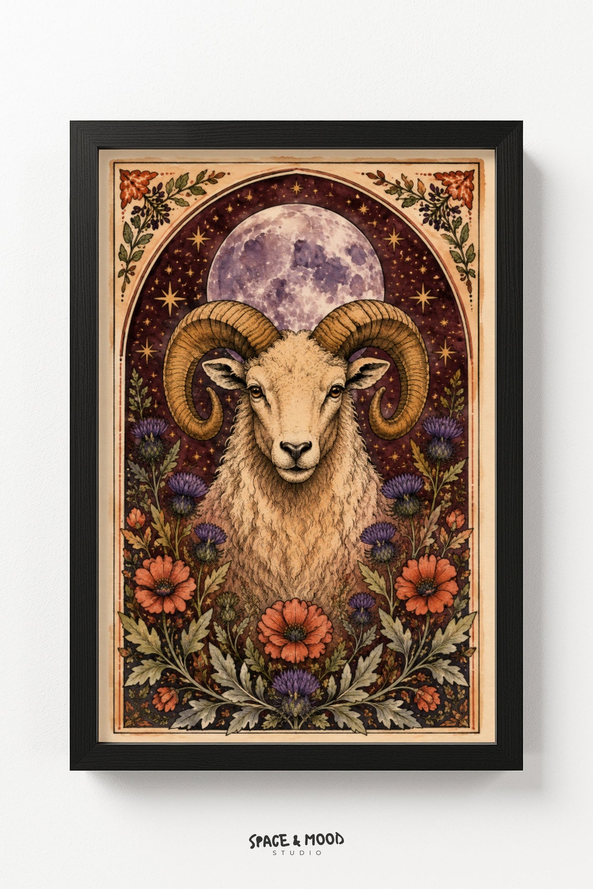 Ram Floral Moon Portrait