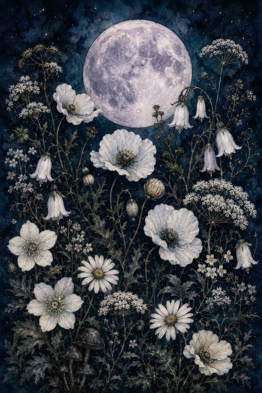 Night Garden Moon White
