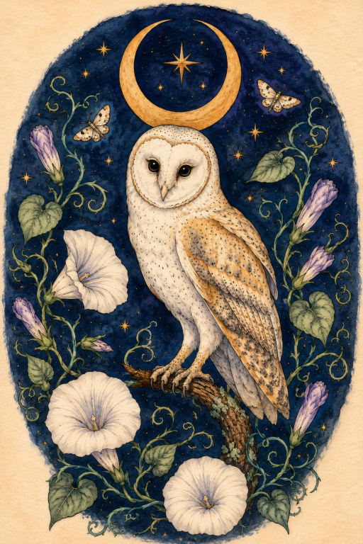 Barn Owl Moonflower Moon