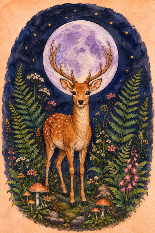 Deer Mushroom Moon