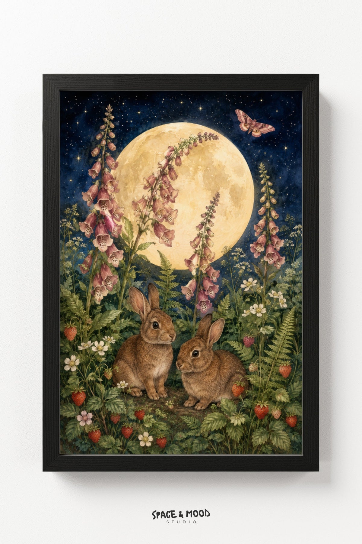 Rabbits Foxglove Moon