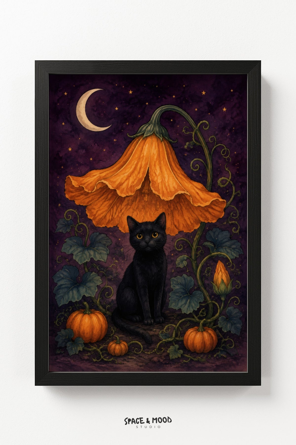 Black Cat Pumpkin Flower