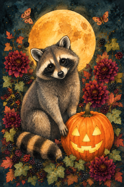 Raccoon Pumpkin Moon