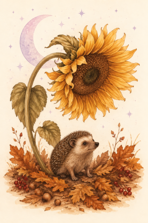 Hedgehog Sunflower Autumn