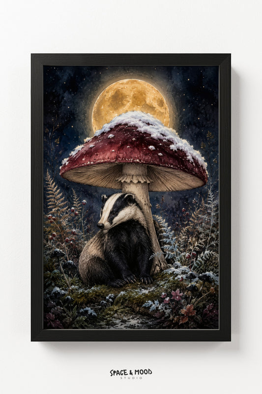 Badger Mushroom Snow Moon