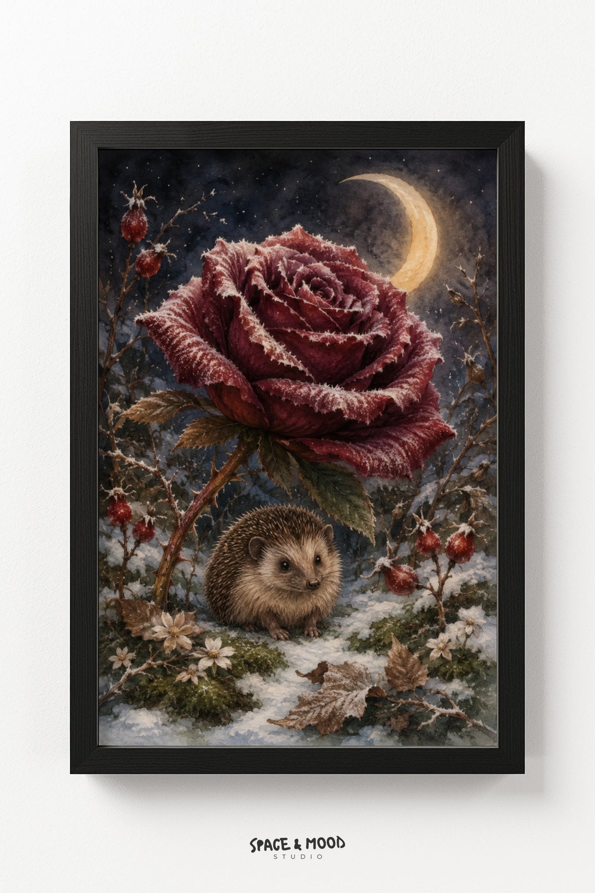 Hedgehog Winter Rose Moon
