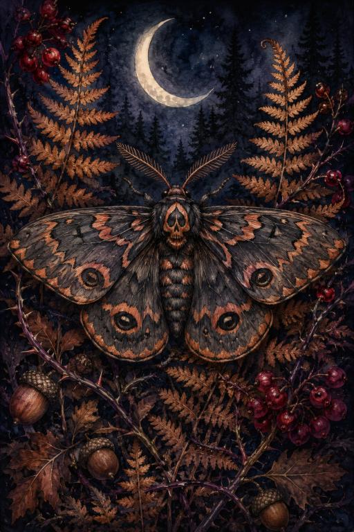 Moth Fern Autumn Moon
