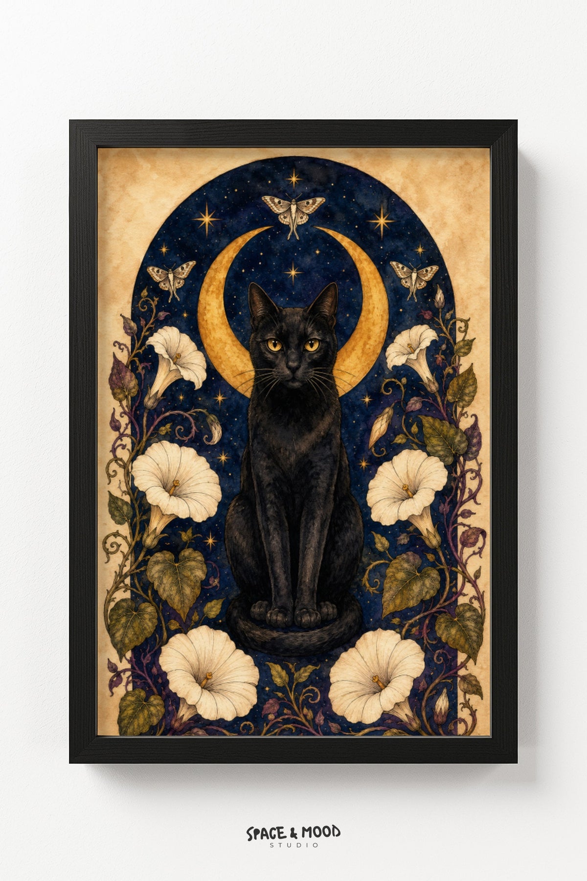 Black Cat Moonflower Frame