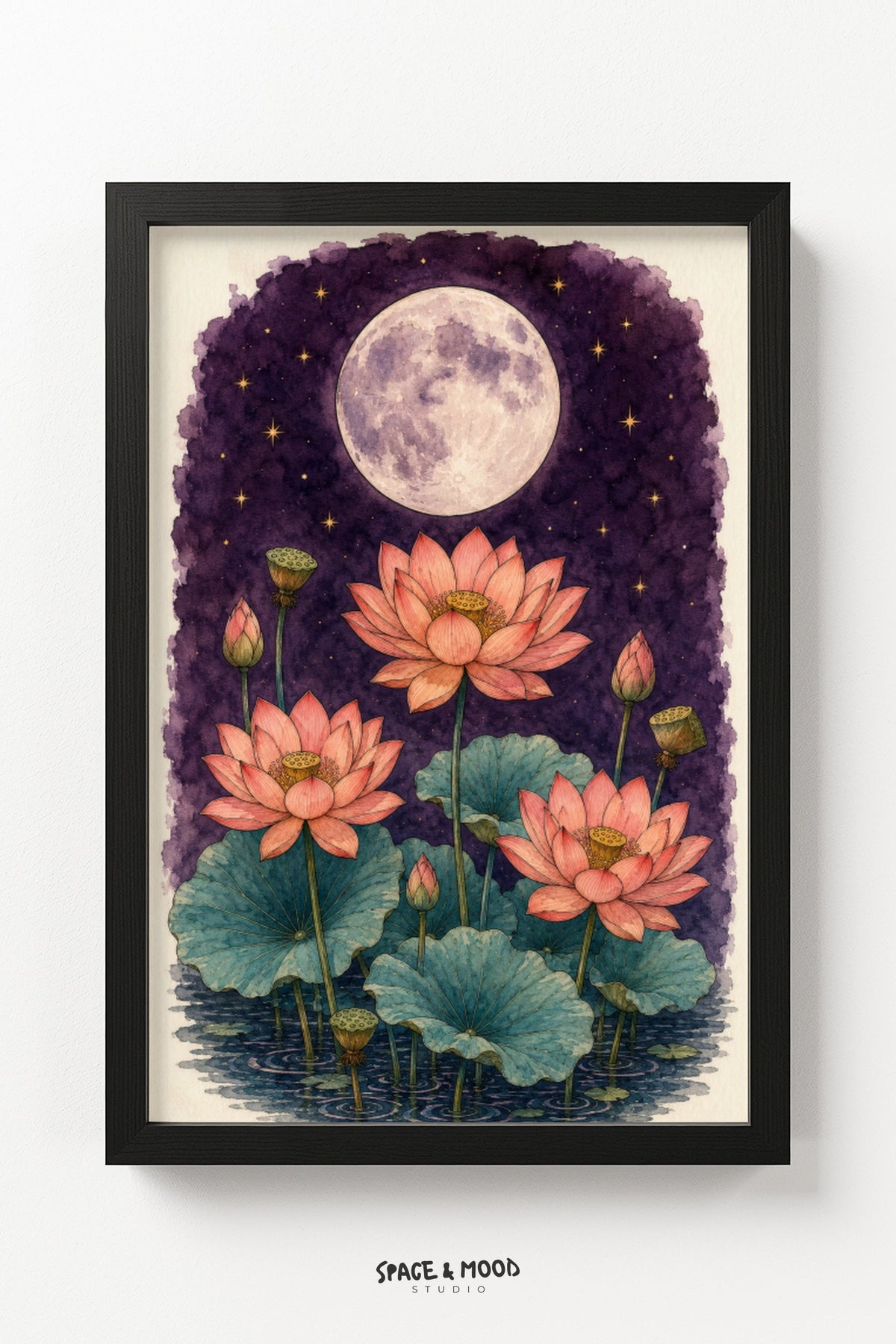 Lotus Flowers Moon Purple
