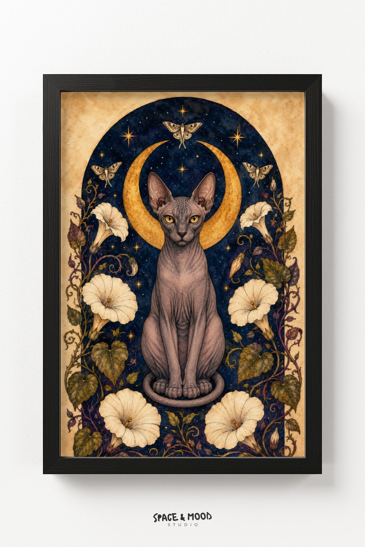 Sphynx Cat Moonflower Frame