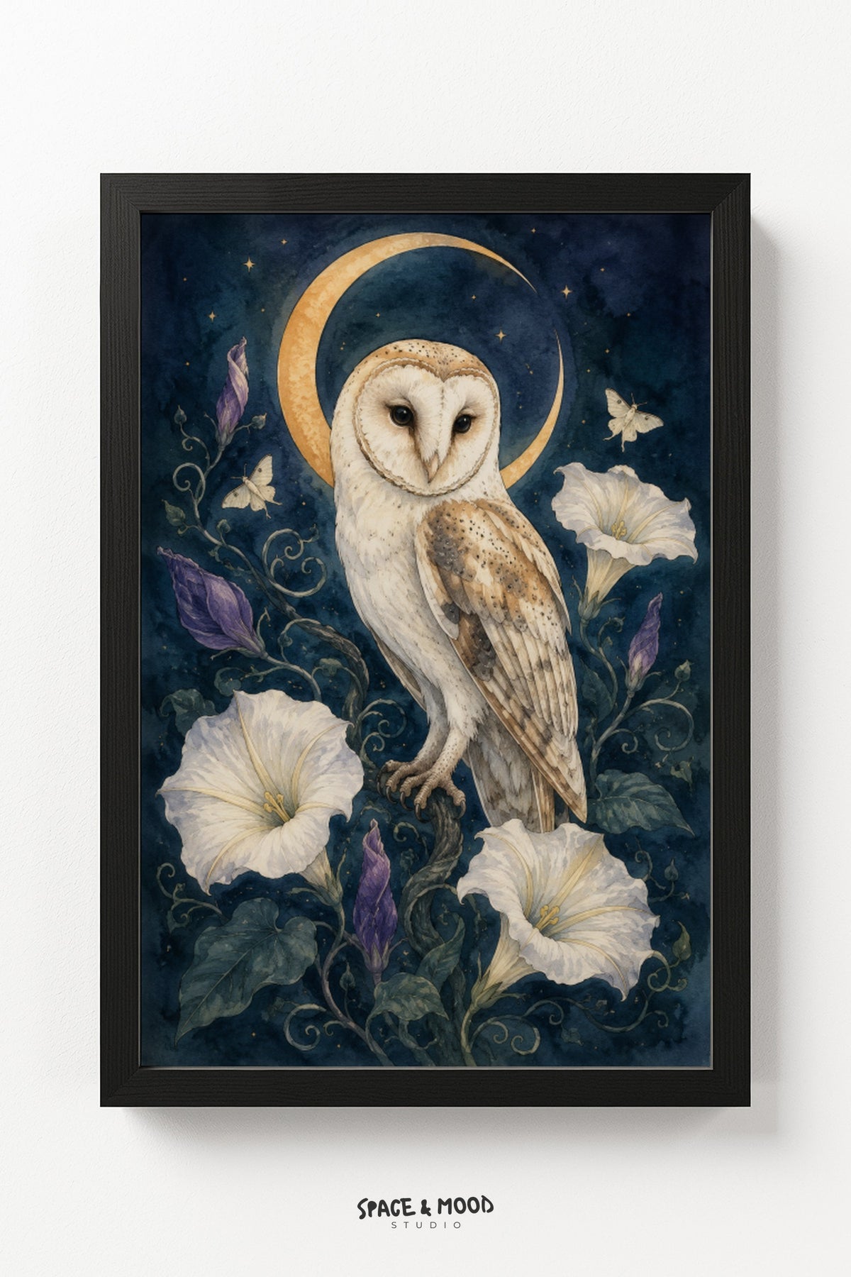 Barn Owl Moonflower Branch