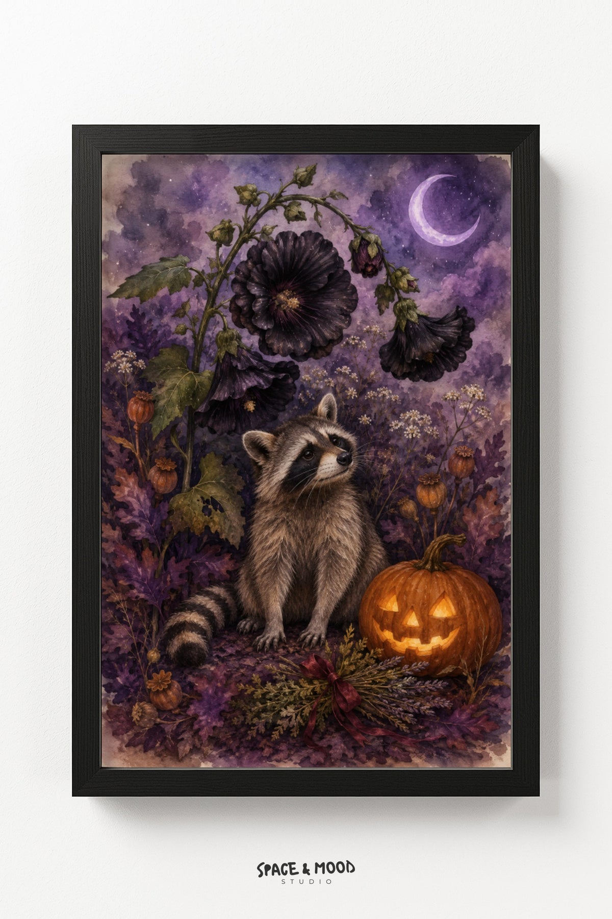 Raccoon Pumpkin Flower Moon