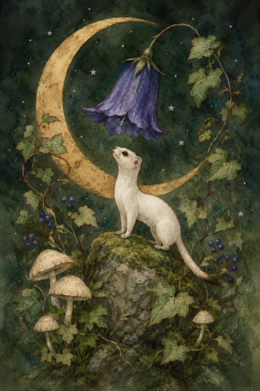 White Ferret Bellflower Moon