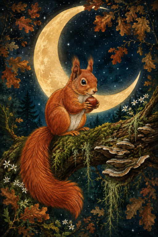 Squirrel Mushroom Moon