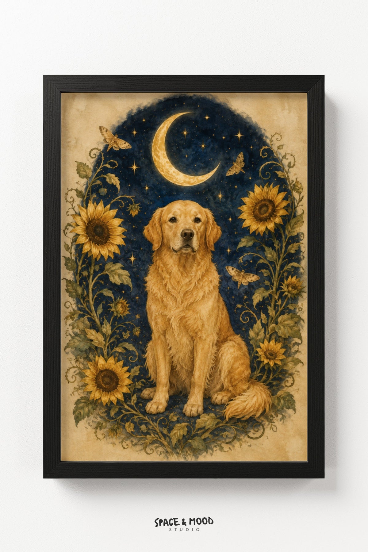 Golden Retriever Sunflower Moon