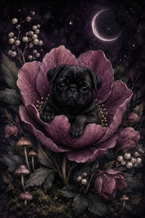 Pug Dark Flower Mushroom