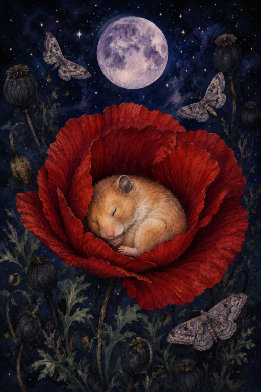 Puppy Red Rose Sleeping