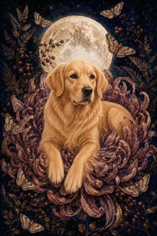Golden Retriever Chrysanthemum
