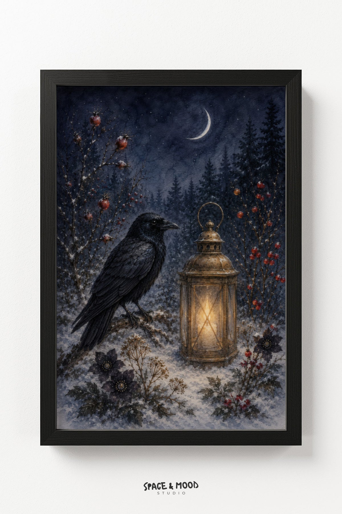 Raven Lantern Winter Moon
