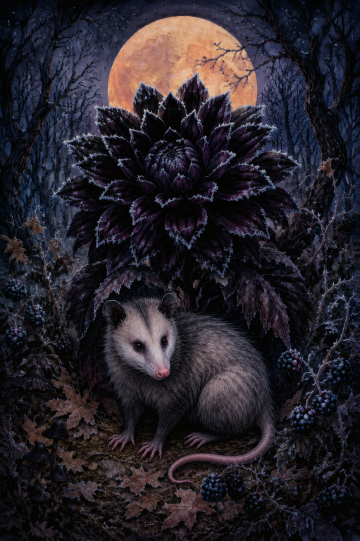 Opossum Dahlia Moon