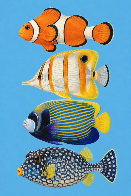 Tropical Fish Quartet Blue