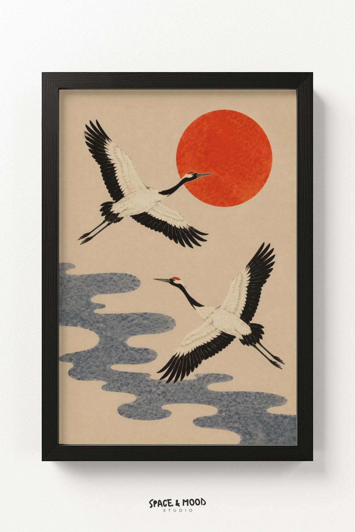 Cranes Red Sun Waves II