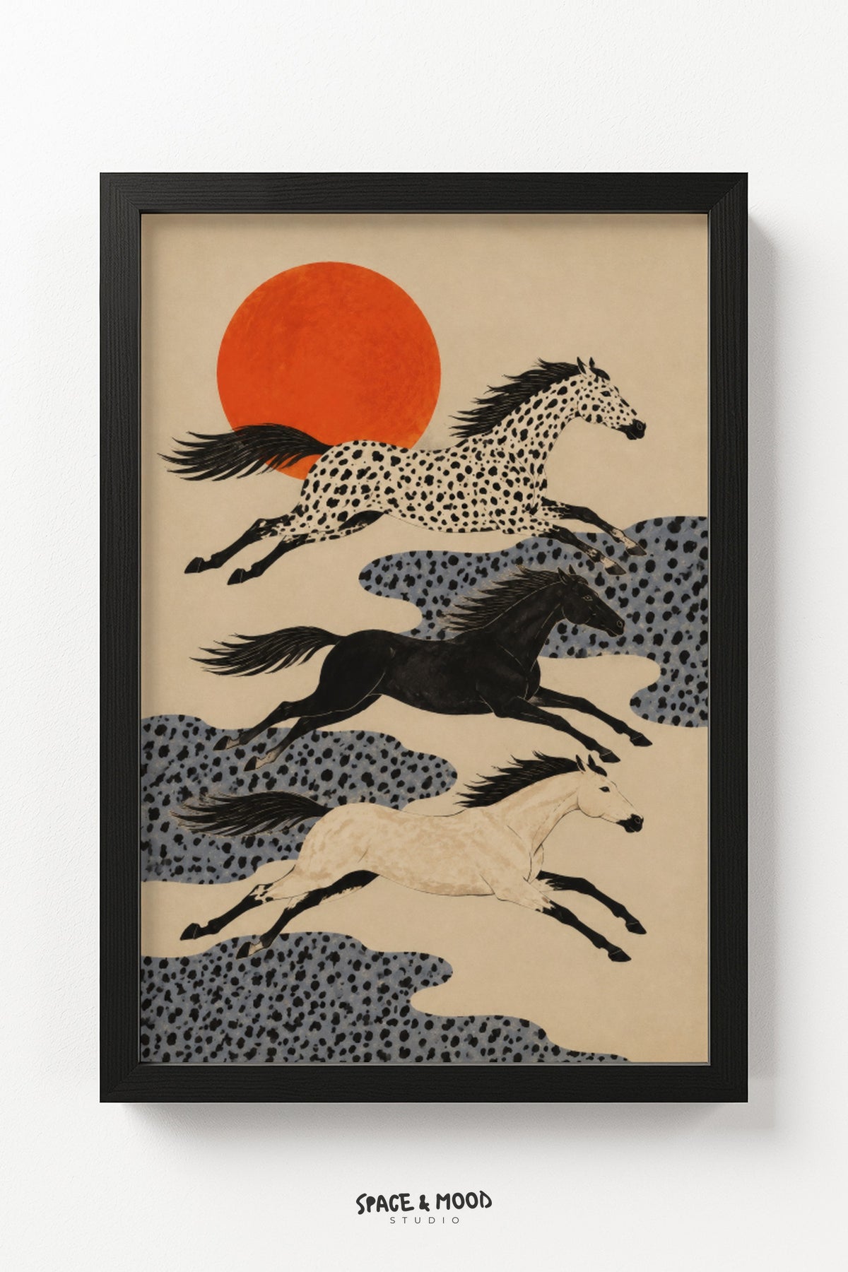 Horses Running Red Sun
