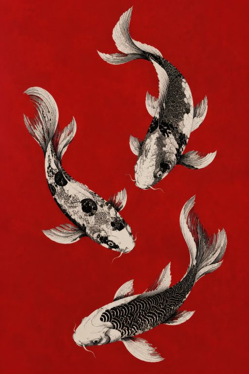 Koi Fish Trio Red