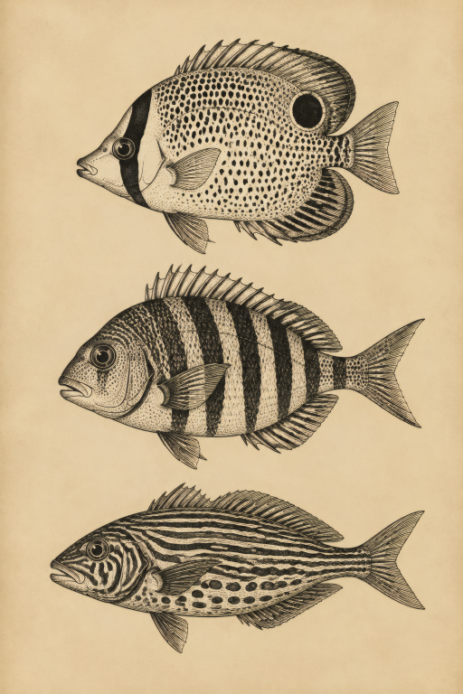 Vintage Fish Trio Cream