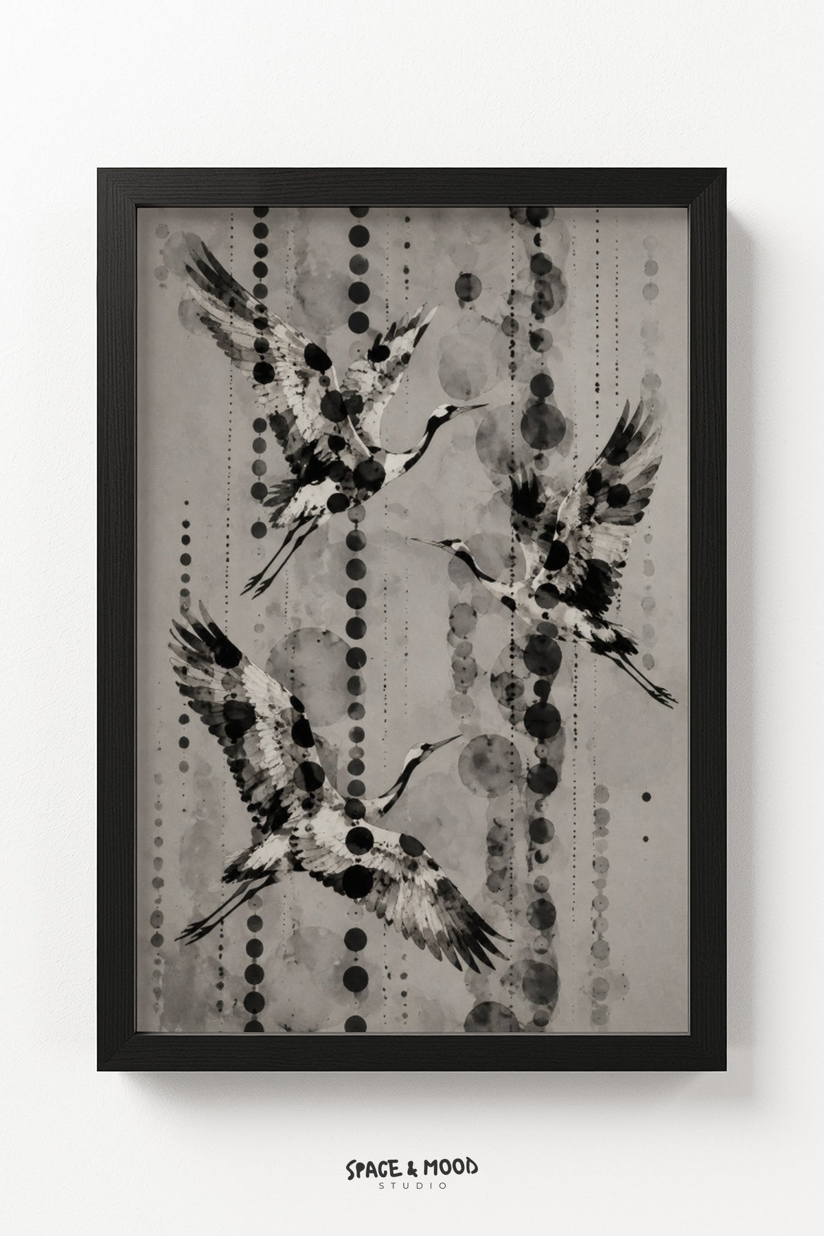 Cranes Ink Vertical Grey