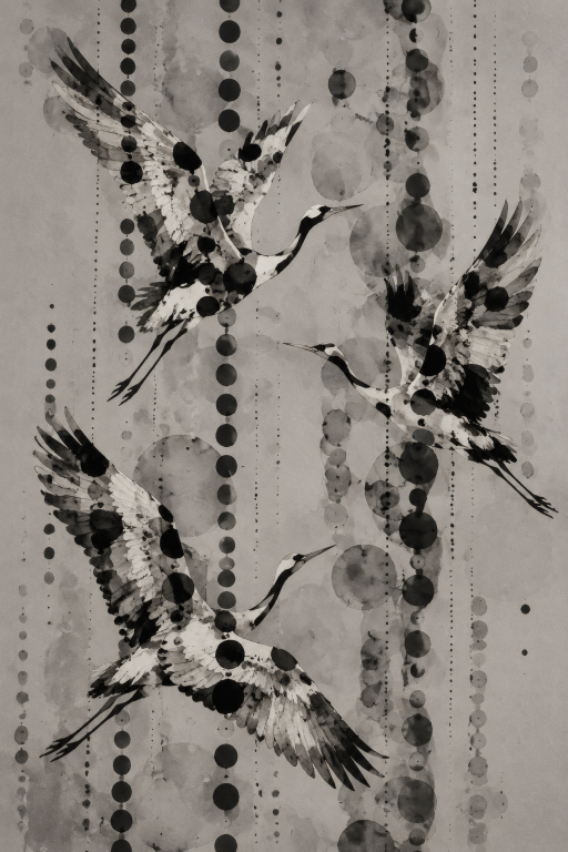 Cranes Ink Vertical Grey