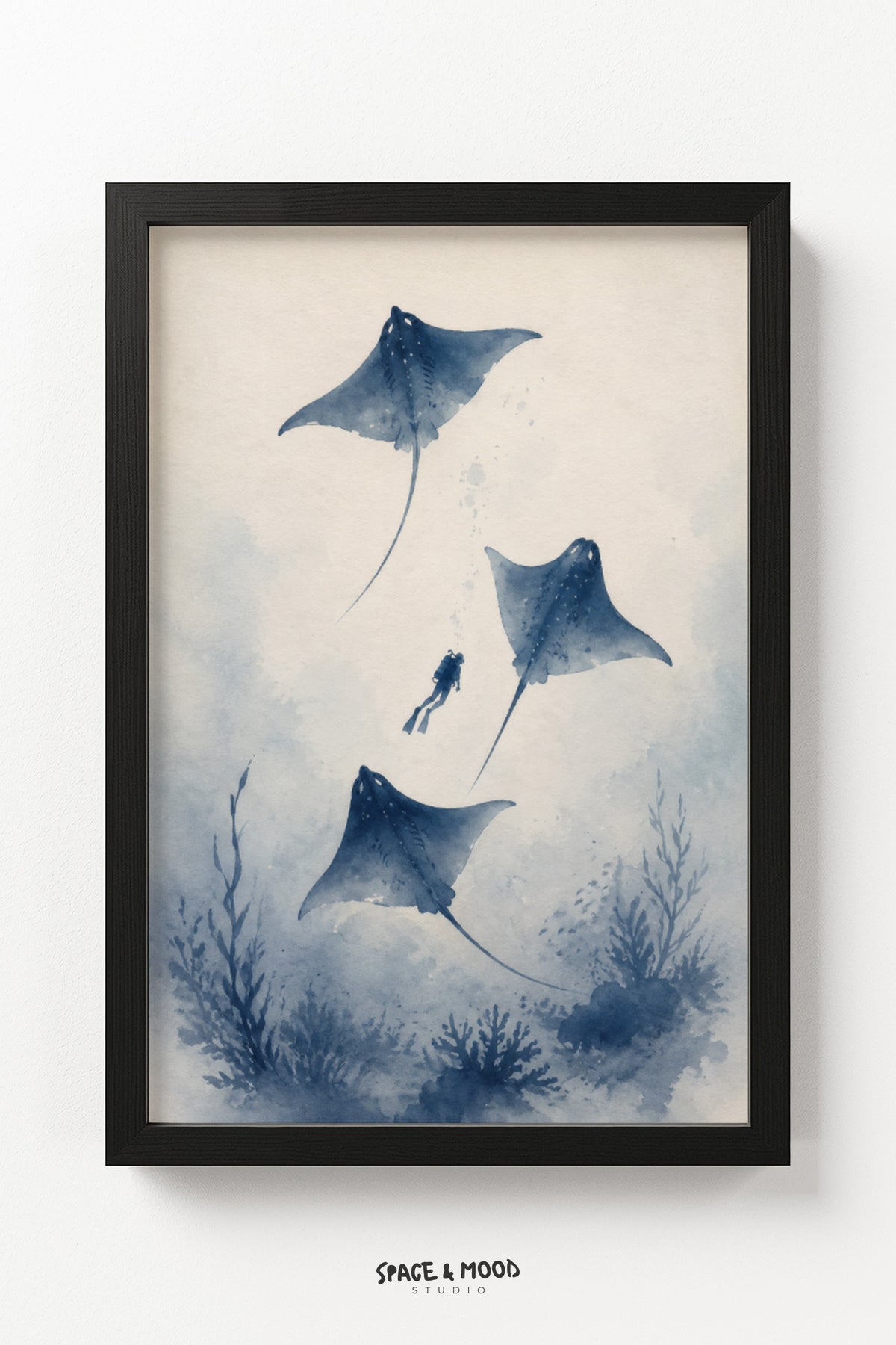 Manta Rays Trio Watercolor