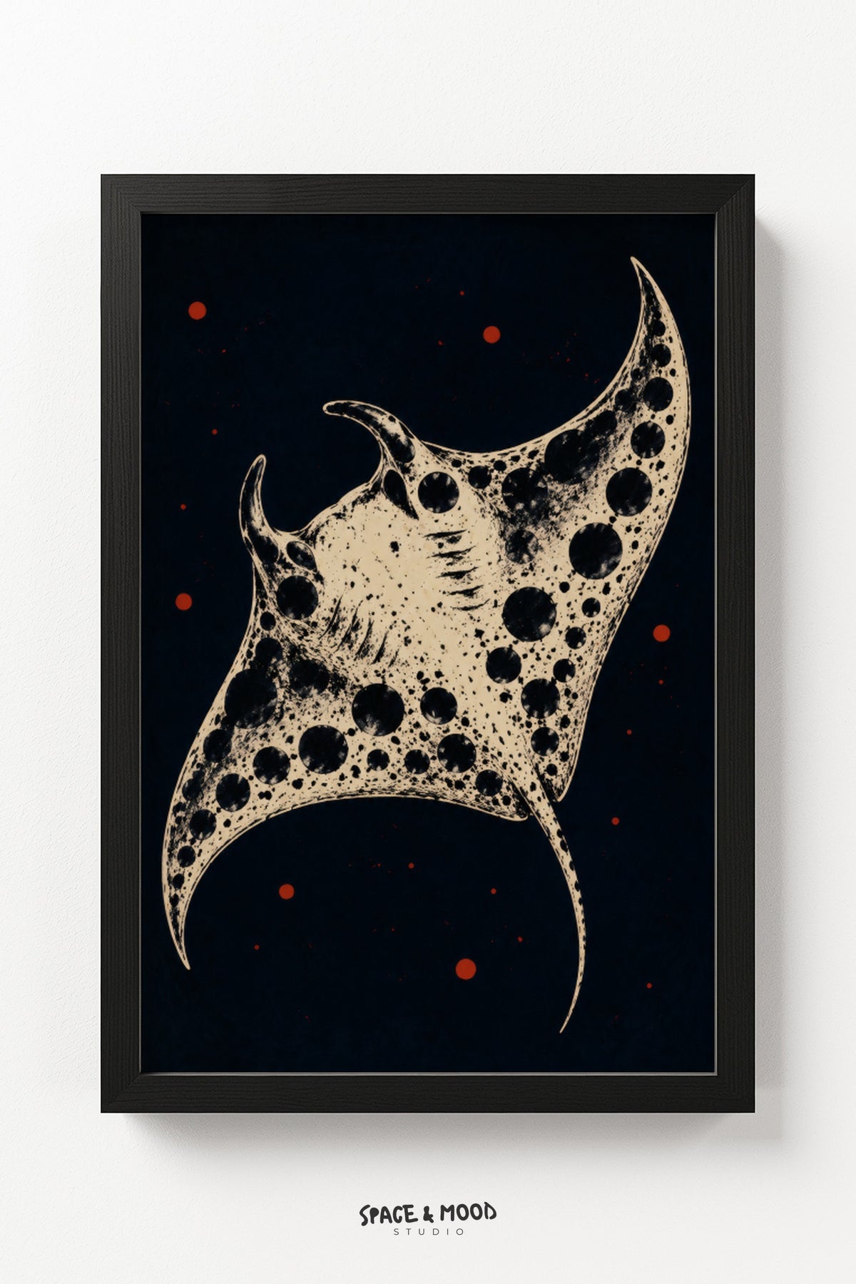 Manta Ray Vintage Etching