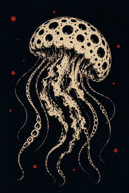 Jellyfish Vintage Etching