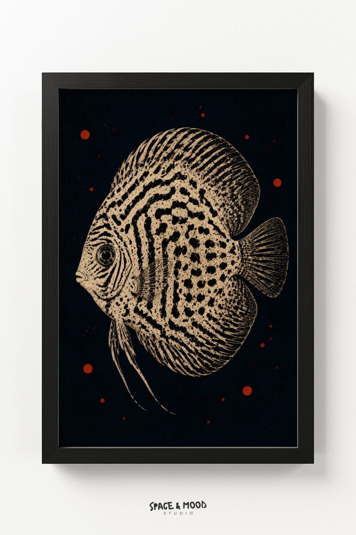 Discus Fish Vintage Etching