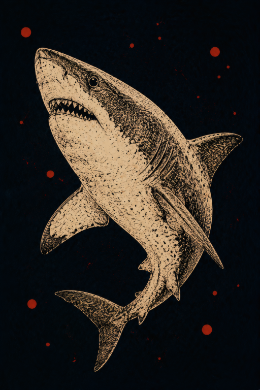 Great White Shark Etching