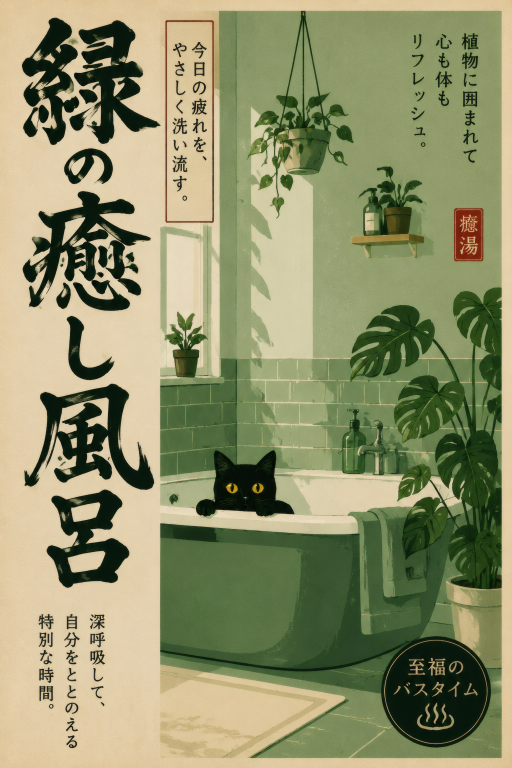 Cat Bathtub Green Bathroom
