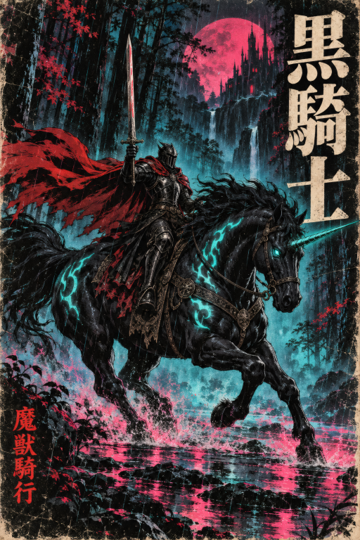 Black Knight Horse Cyberpunk