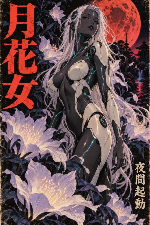 Moon Flower Woman Cyberpunk