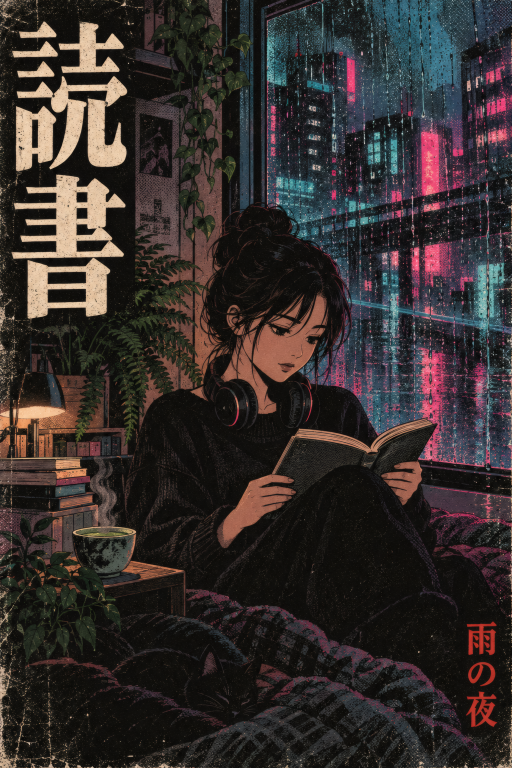 Woman Reading Cafe Neon