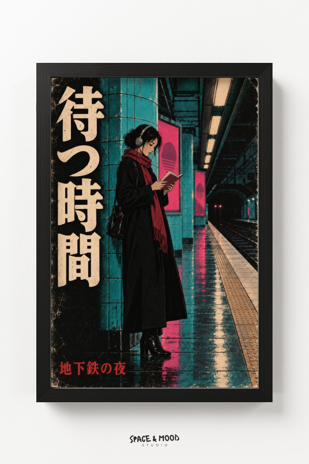 Woman Subway Waiting Neon