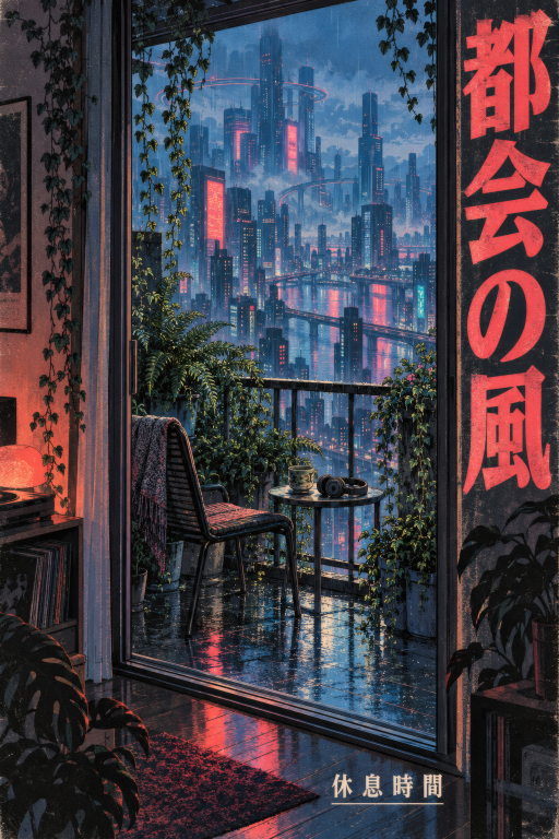 Balcony City View Neon