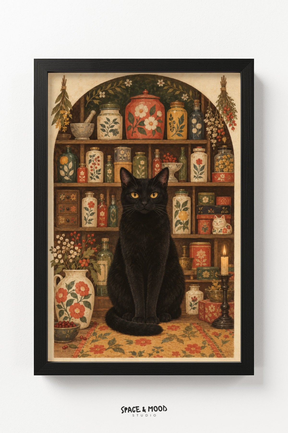 Black Cat Curio Shelf
