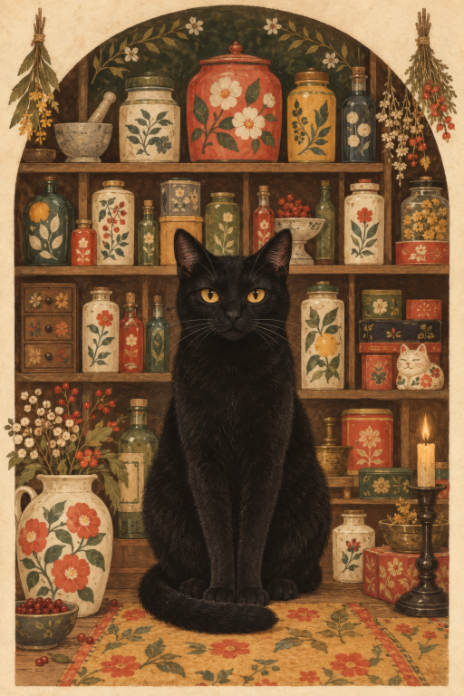 Black Cat Curio Shelf
