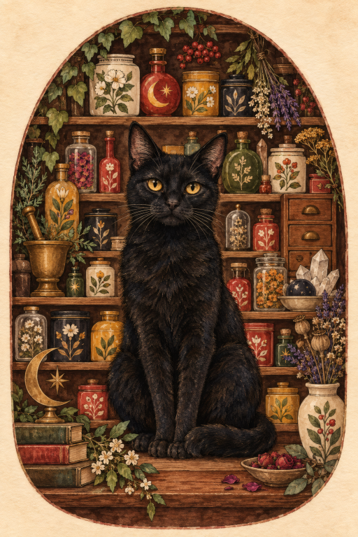 Black Cat Antique Shelf II