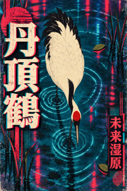 Crane Cyberpunk Wetland