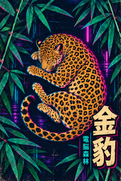 Leopard Cyberpunk Jungle Gold