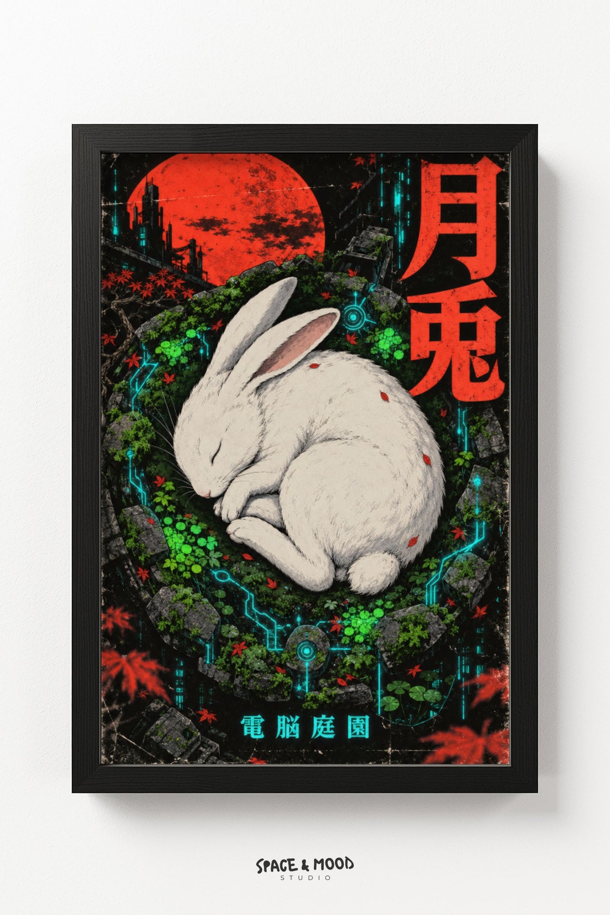 Rabbit Cyberpunk Moon Sun